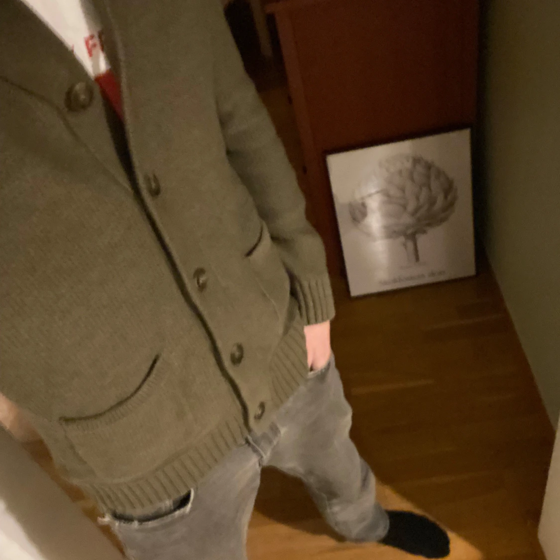 Grön stickad kofta från Dobber - 92