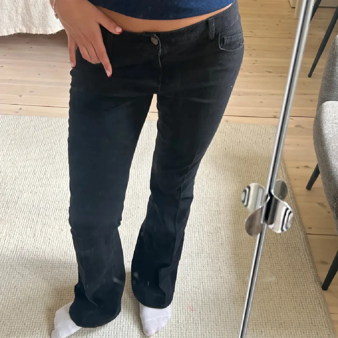 Svarta Lågmidjade bootcut jeans