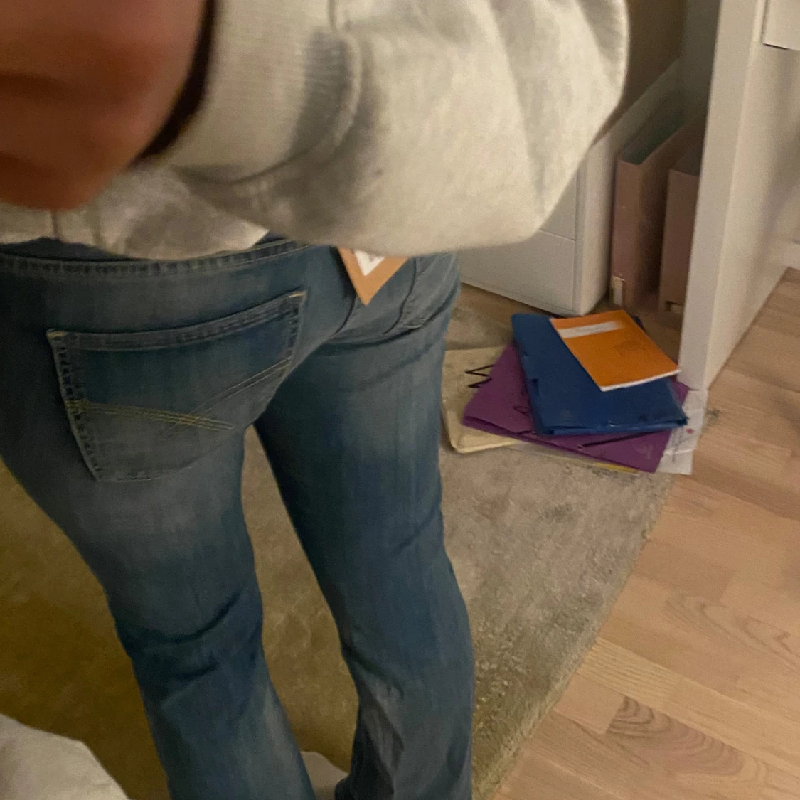 Blå lågmidjade bootcut  - 1