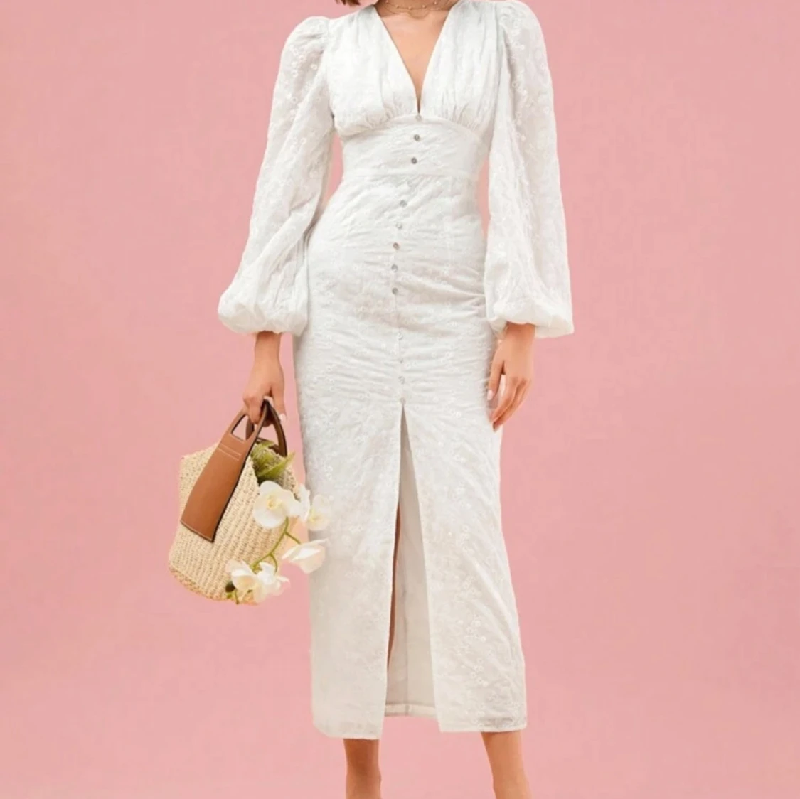 Vit långklänning med knappar