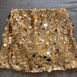 Guldig paljettkjol - Guldig paljettkjol i strl XL men passar en M då den är lite liten i storleken! endast testad så i väldigt fint skick! 🩷 nypris 450kr