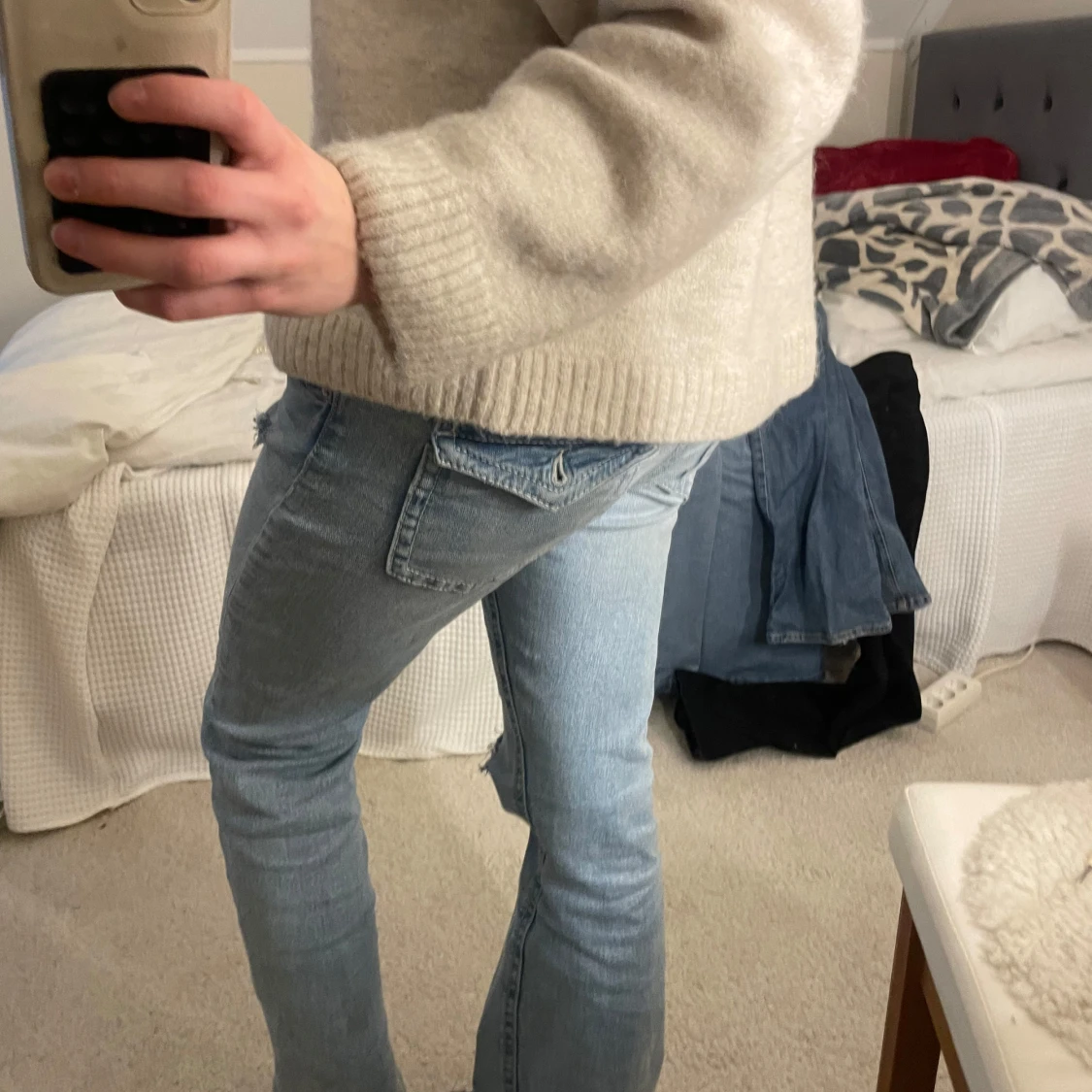 Lågmidjade jeans med hål🩵 - 3
