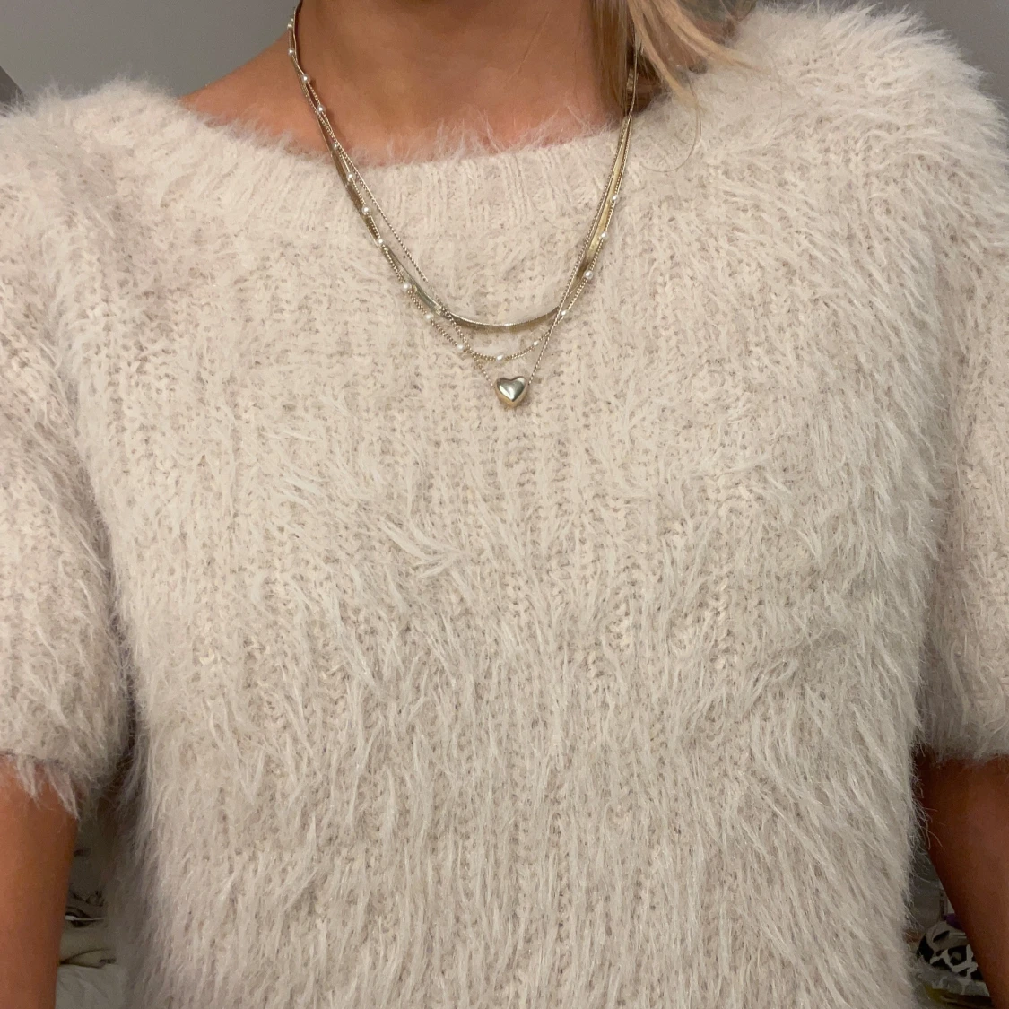 Beige/rosa fluffig tröja - 90