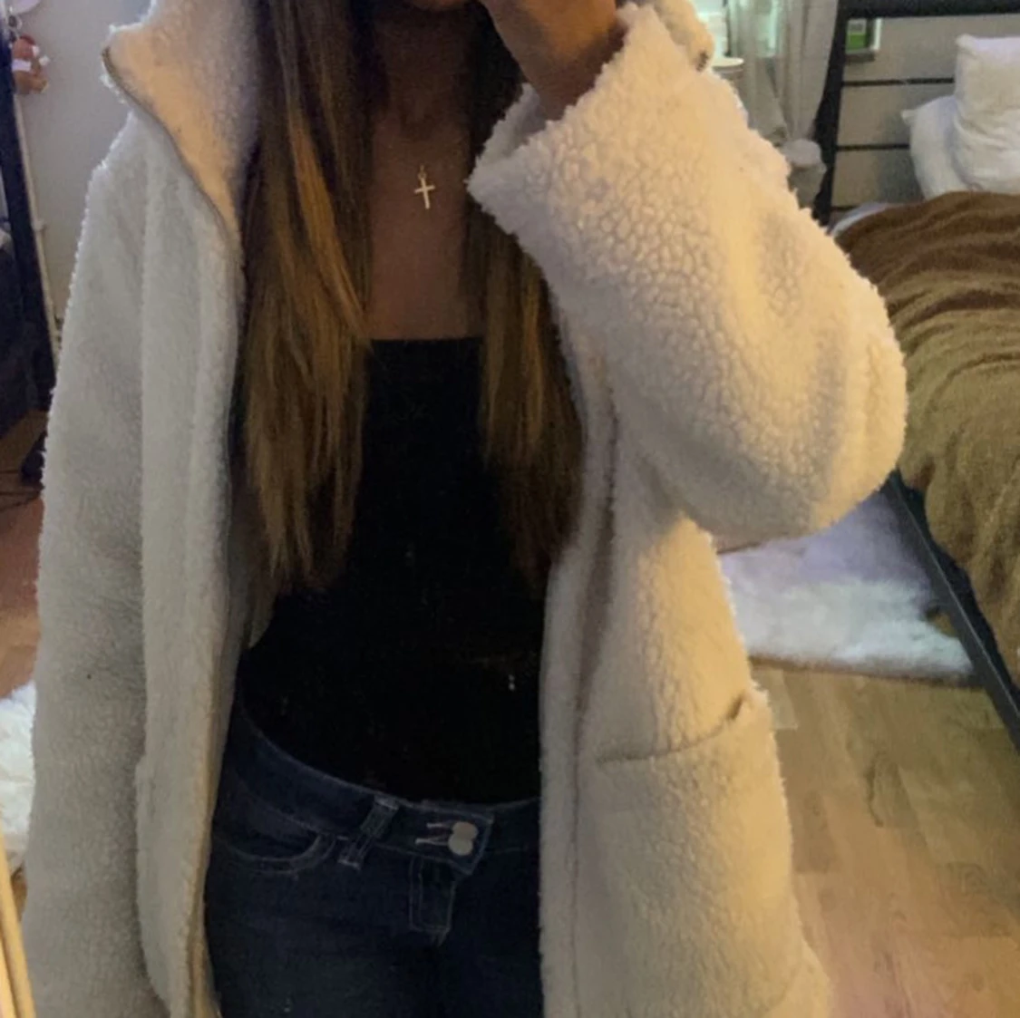 Vit teddyjacka