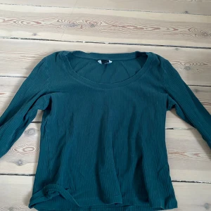 Grön ribbad tröja från Monki - Säljer en snygg grön ribbad tröja från Monki! Tröjan har en rund halsringning och långa ärmar, lite kortare modell men ändå inte en crop top.