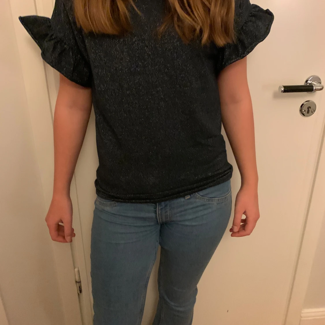 Svart glittrig topp - 90