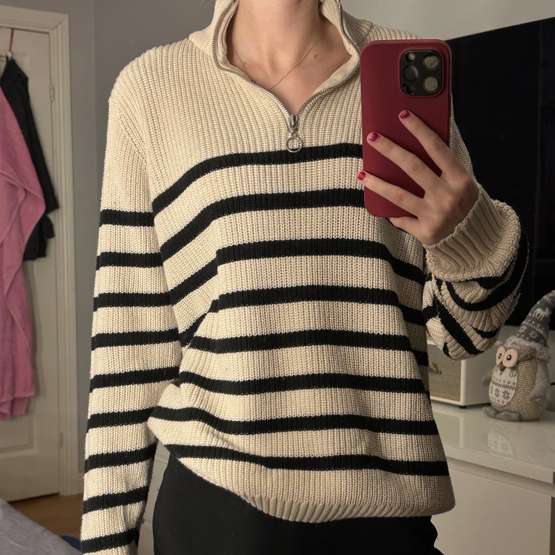 Randig stickad tröja