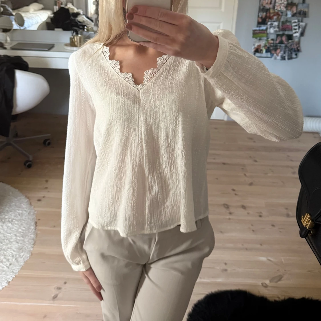 Vit långärmad blus från Vila - 4