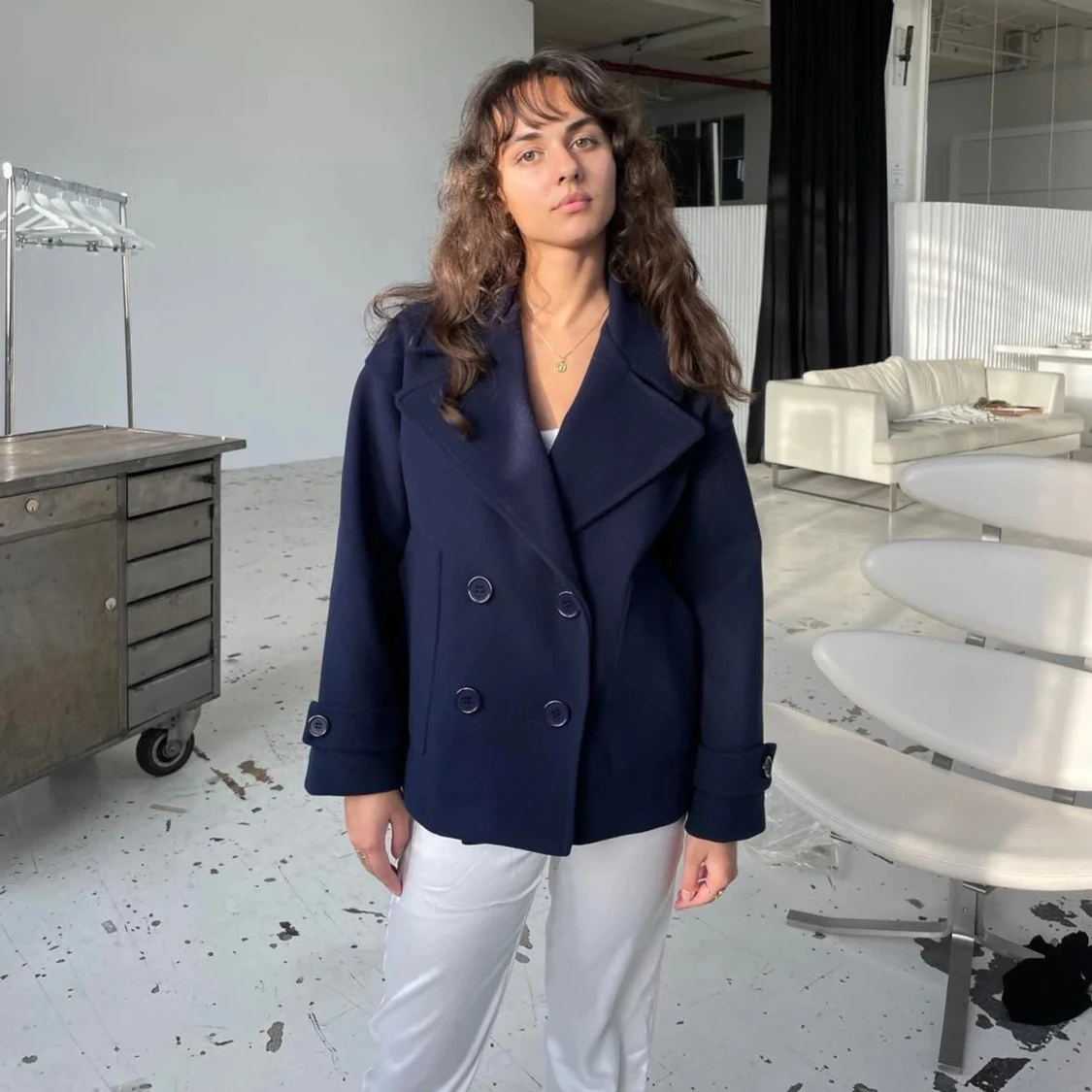 Mörkblå skepparkavaj