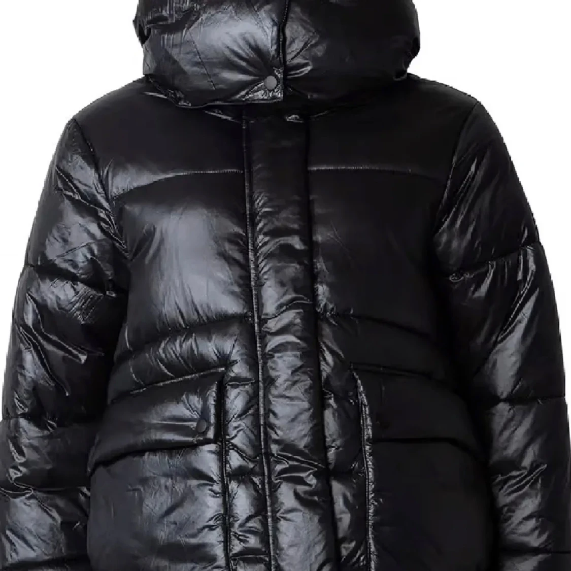 Svart pufferjacka med huva - 90