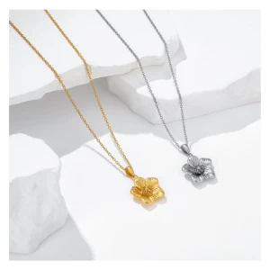 Poppy halsband  - Rostfritt stål - Olympiabutik.se - 40-45cm (förlängningskedja) 🌸