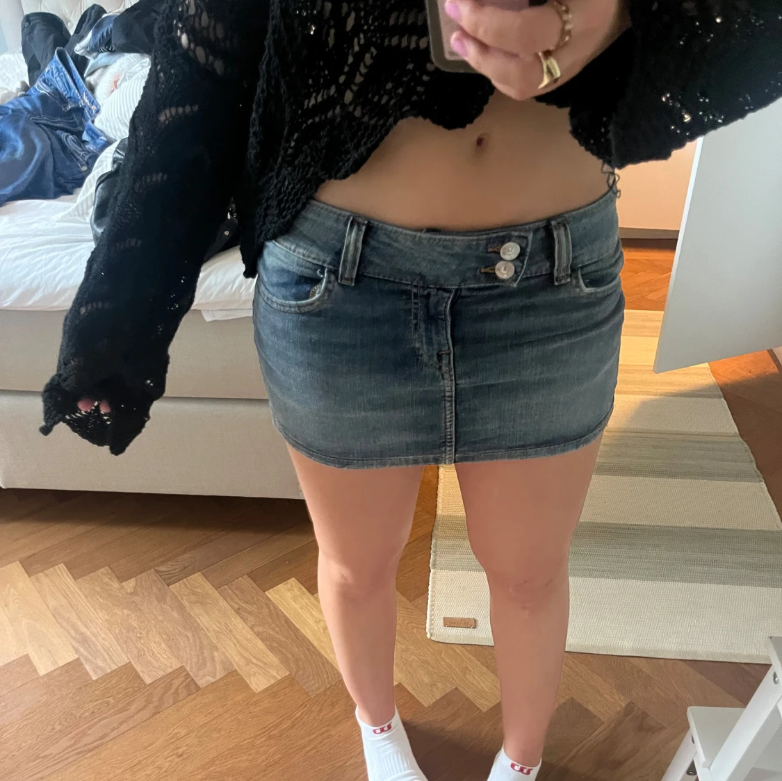 Lågmidjad jeanskjol - 90