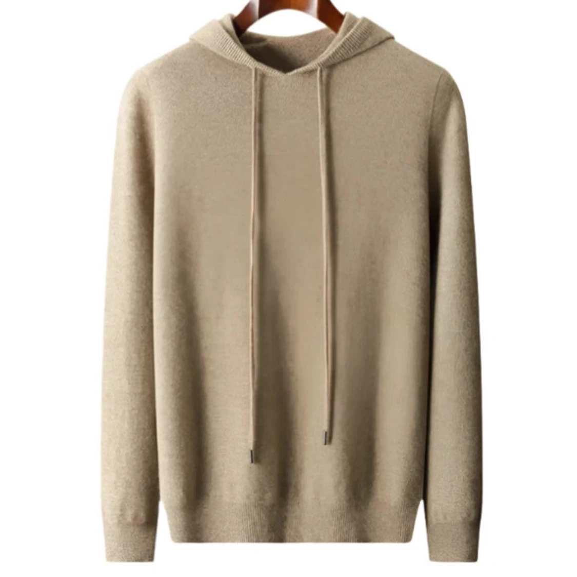 Beige hoodie i merinoull