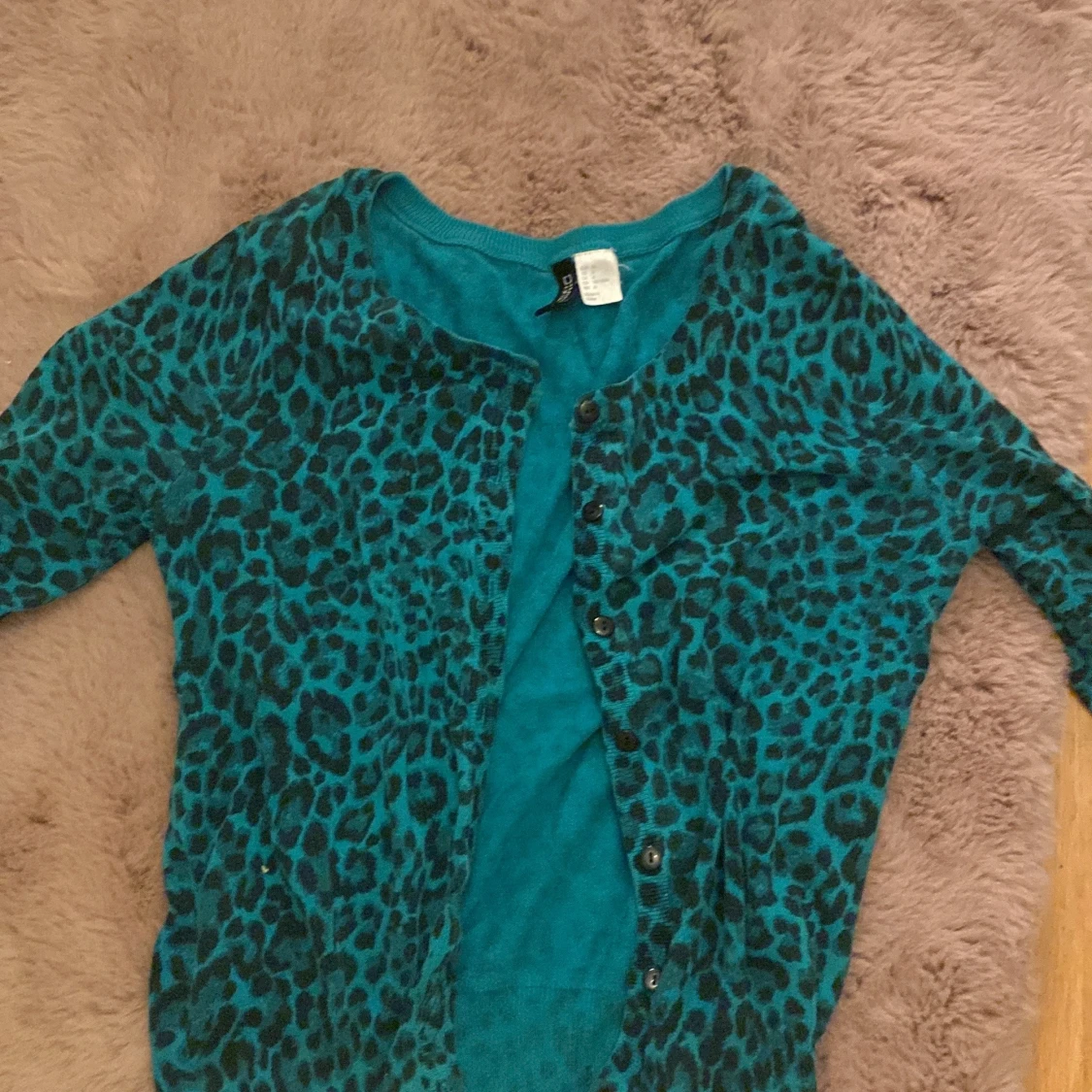 Y2k kofta leopard blått mönster