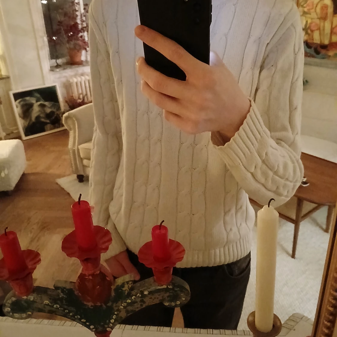 Vit Kabelstickad från Bondelid - 90