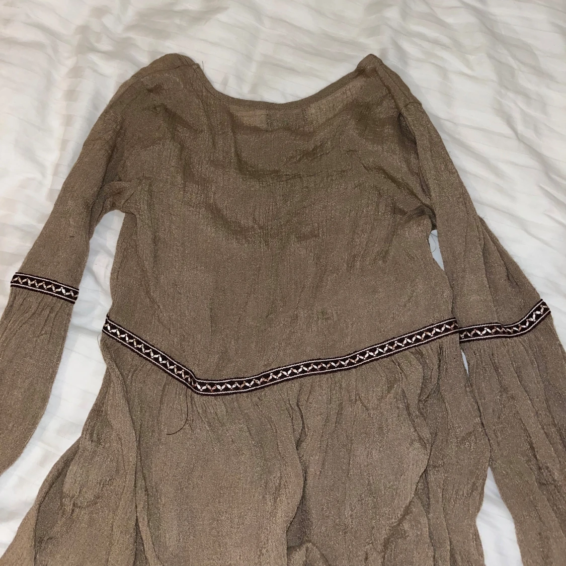 Beige brub långärmad topp  - 91