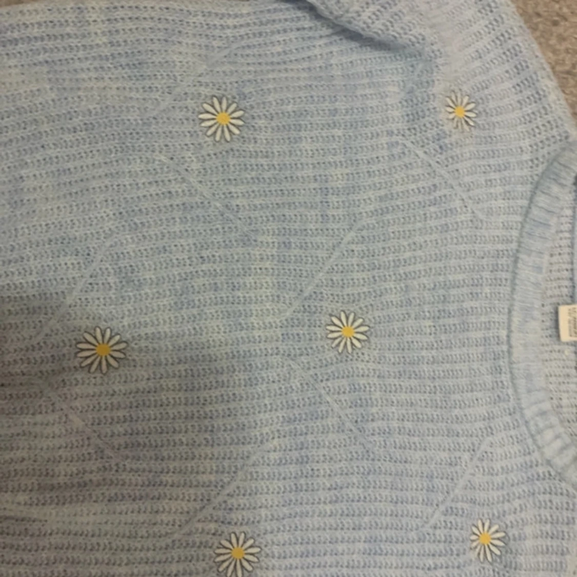 Blå Stickat tröja med blommor - 92