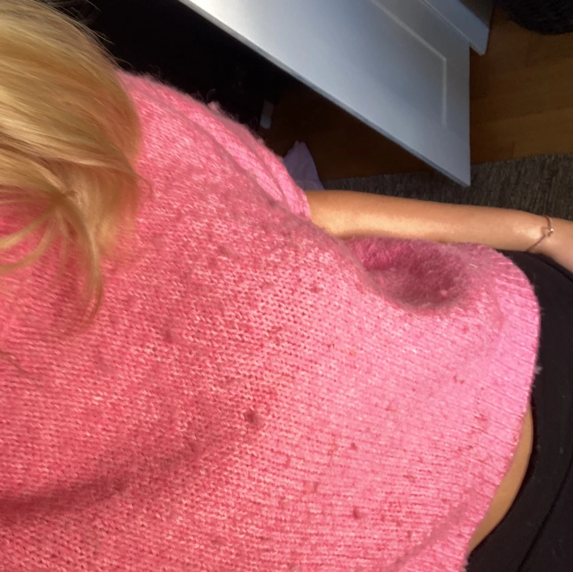 Rosa stickad tröja - 90