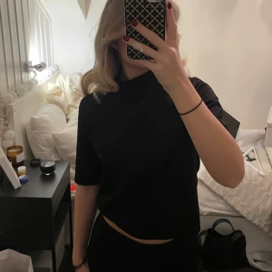 Svart topp från Zara - Svart topp från Zara med korta ärmar och en liten krage. 