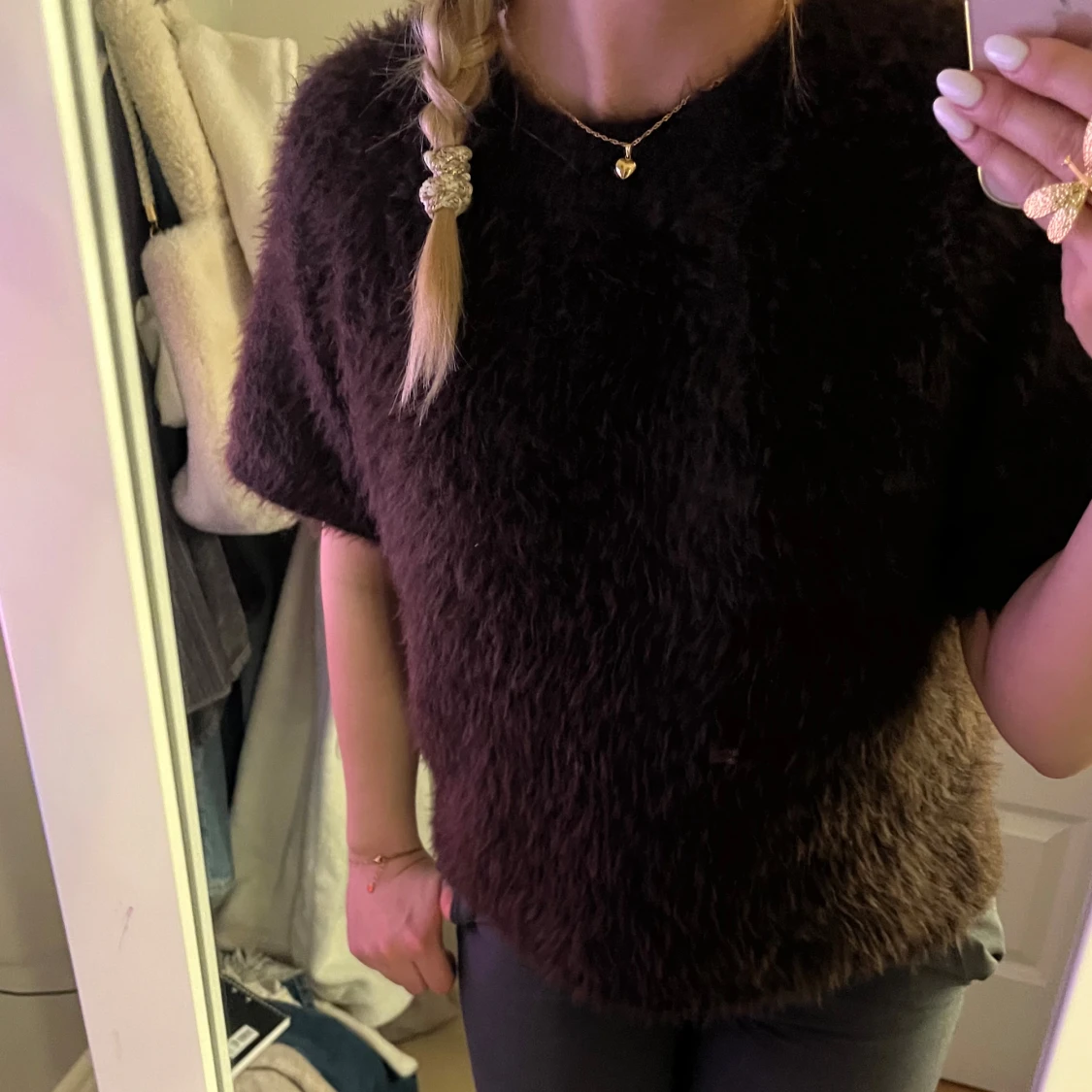 Brun fluffig tröja - 90