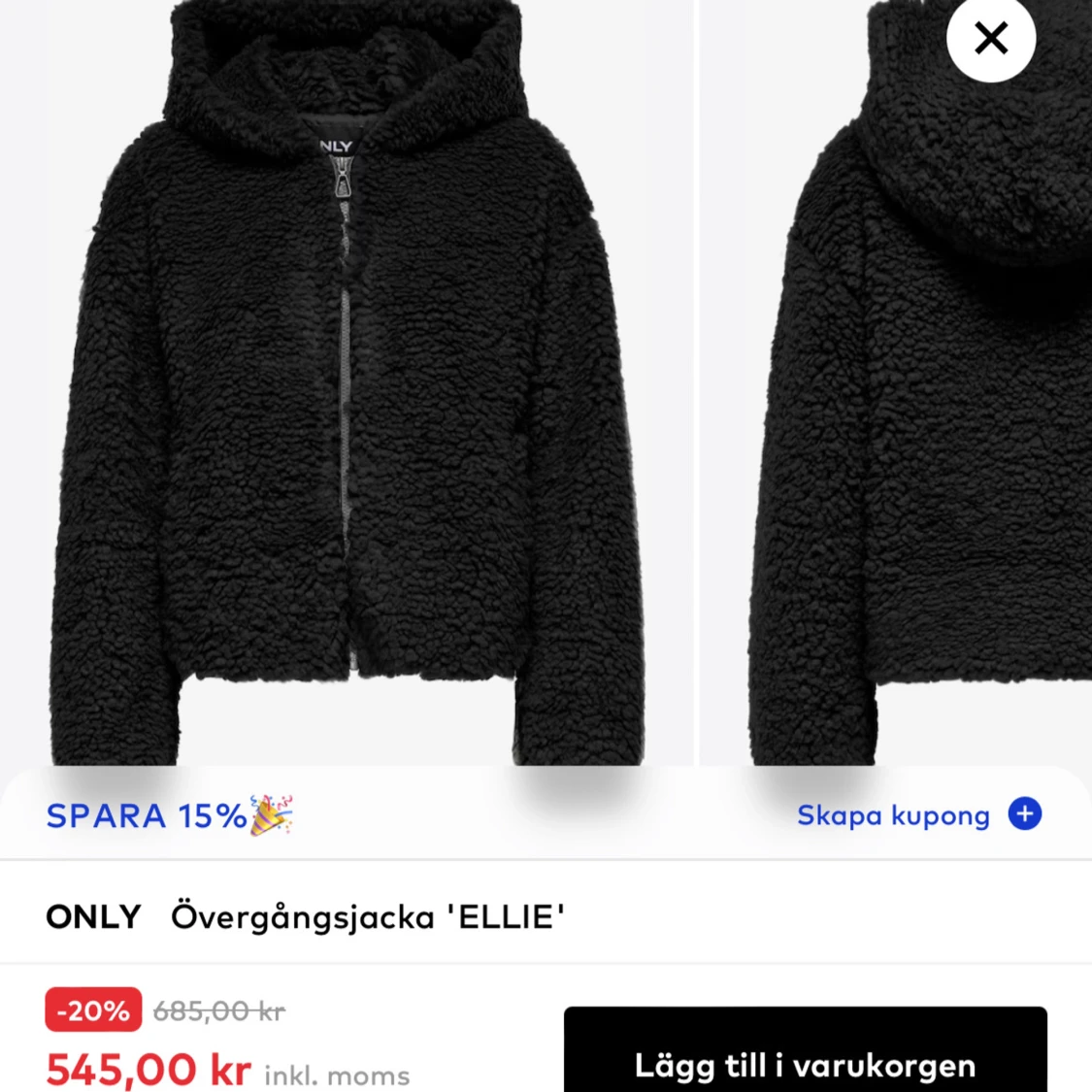 Svart Teddy jacka ny - 91