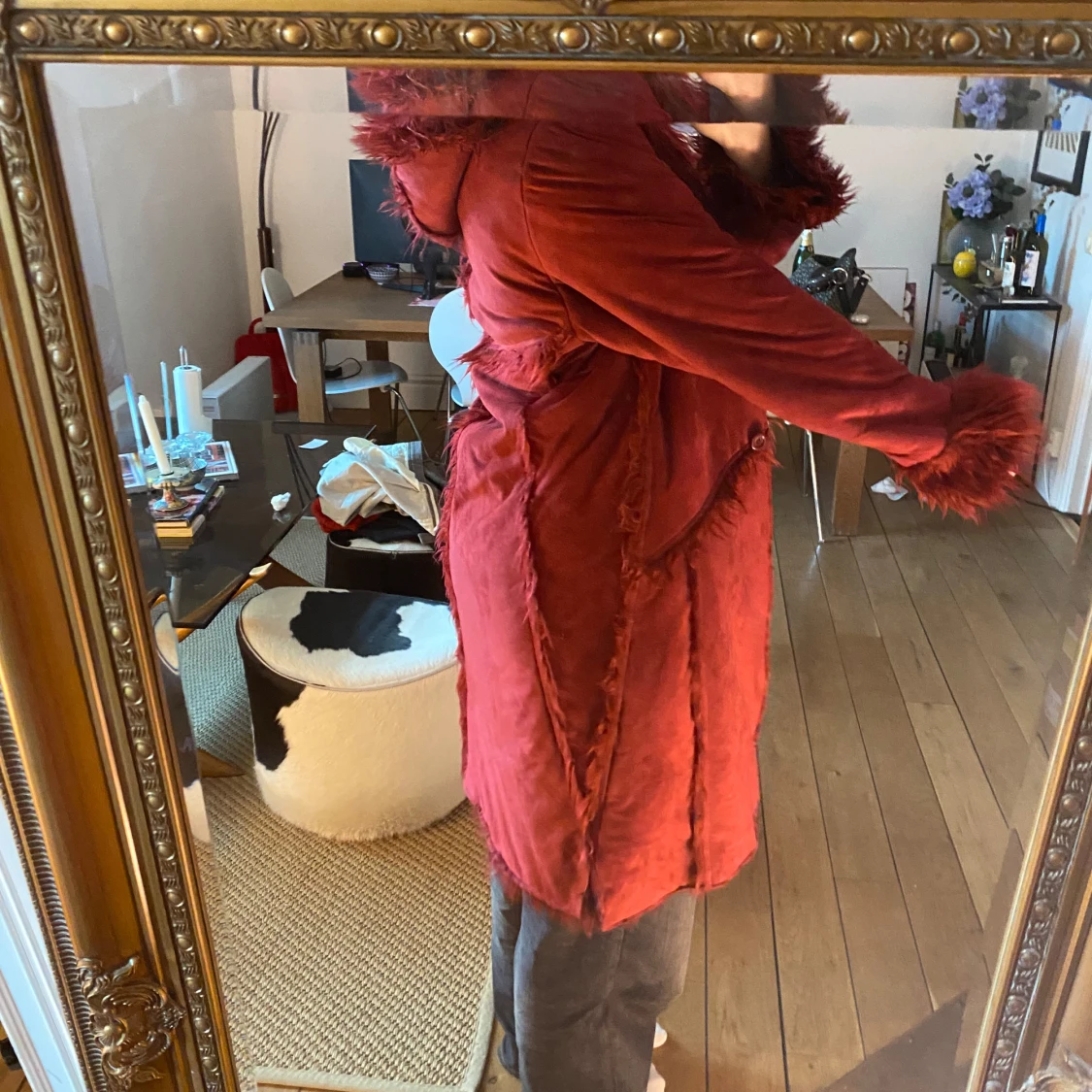 Vinröd pälskappa💓 - 3