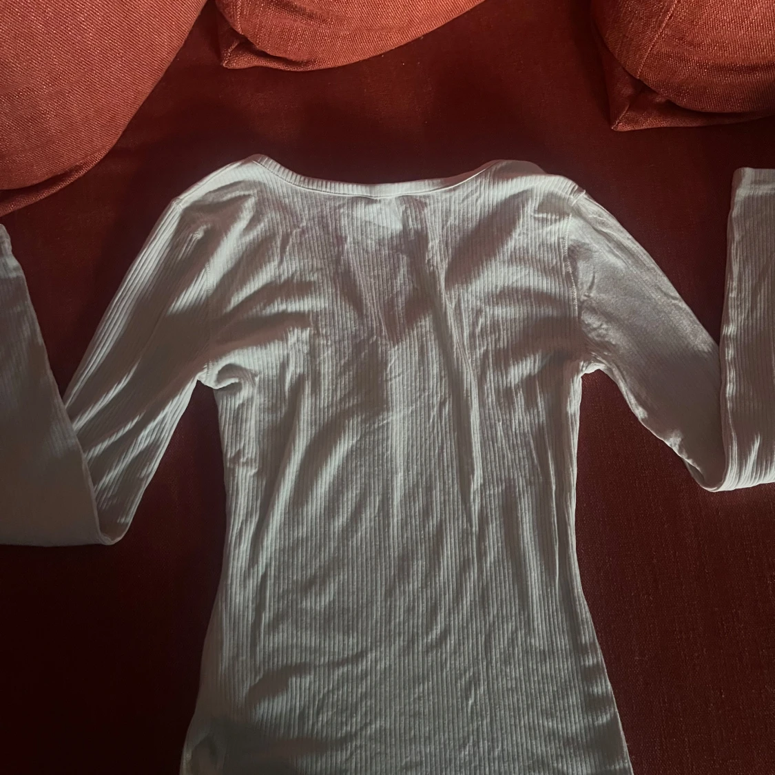 Vit ribbad långärmad topp från Lee - 1