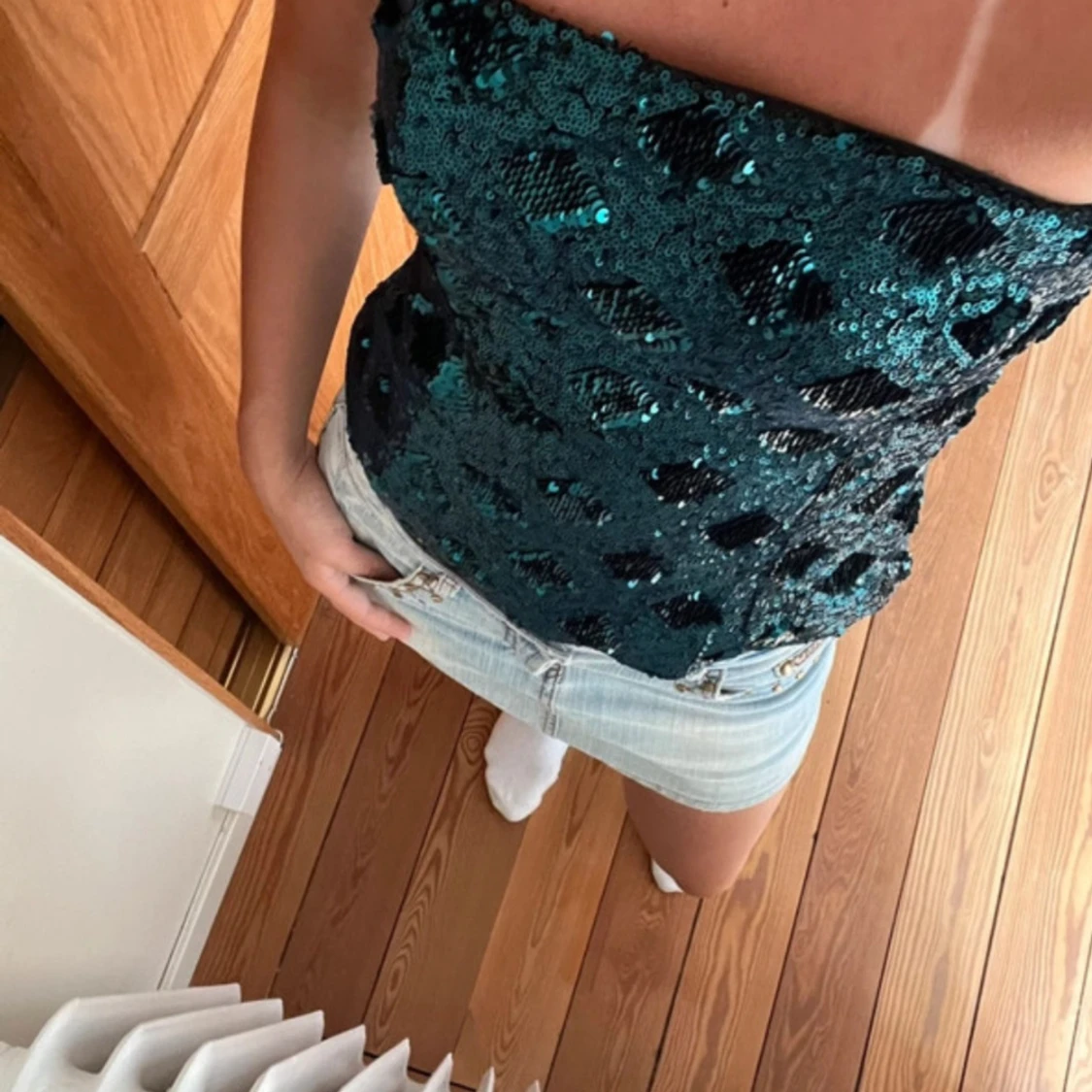 Grön paljettprydd tubtopp - 1