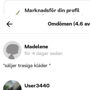 Felaktigt omdöme - Hej! Jag ville bara lägga ut angående denna recension jag fått. Jag fick en felaktig recension där hon skrev att plagget jag sålde var trasigt,vilket det verkligen inte var. Hon påstod massor saker om plagget och ville att ja skulle seisha henne utanför appen och stt hon skulle skicka tbx varan på egen hand. Hon hette olika saker ockdå vilket fick det se ut som en scam men vi löste problemet igenom plick sen! Hon svarar dock inte mig och står ej upp för omdömet så fick förklara här istället🫶