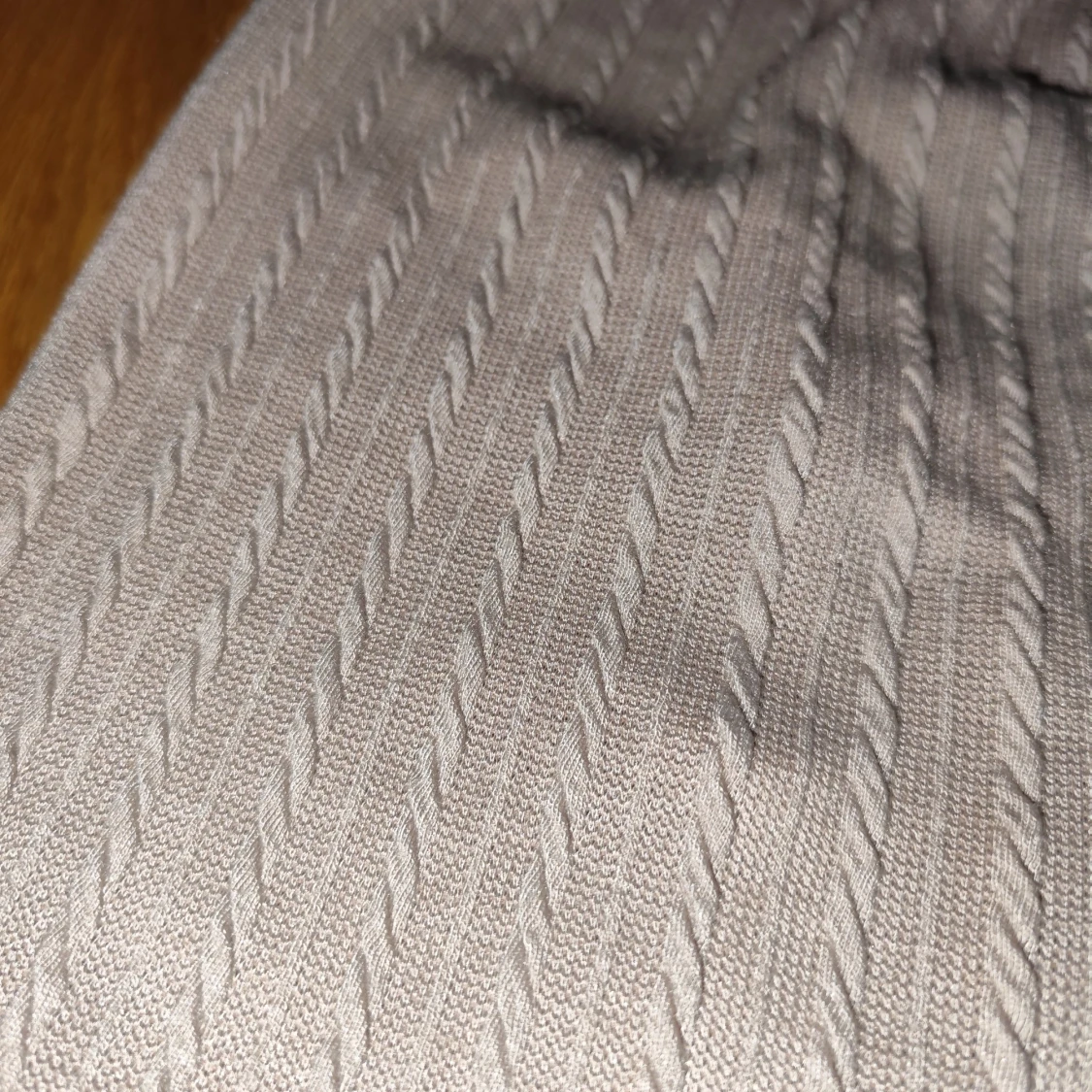 Beige ribbad linnetopp - 91