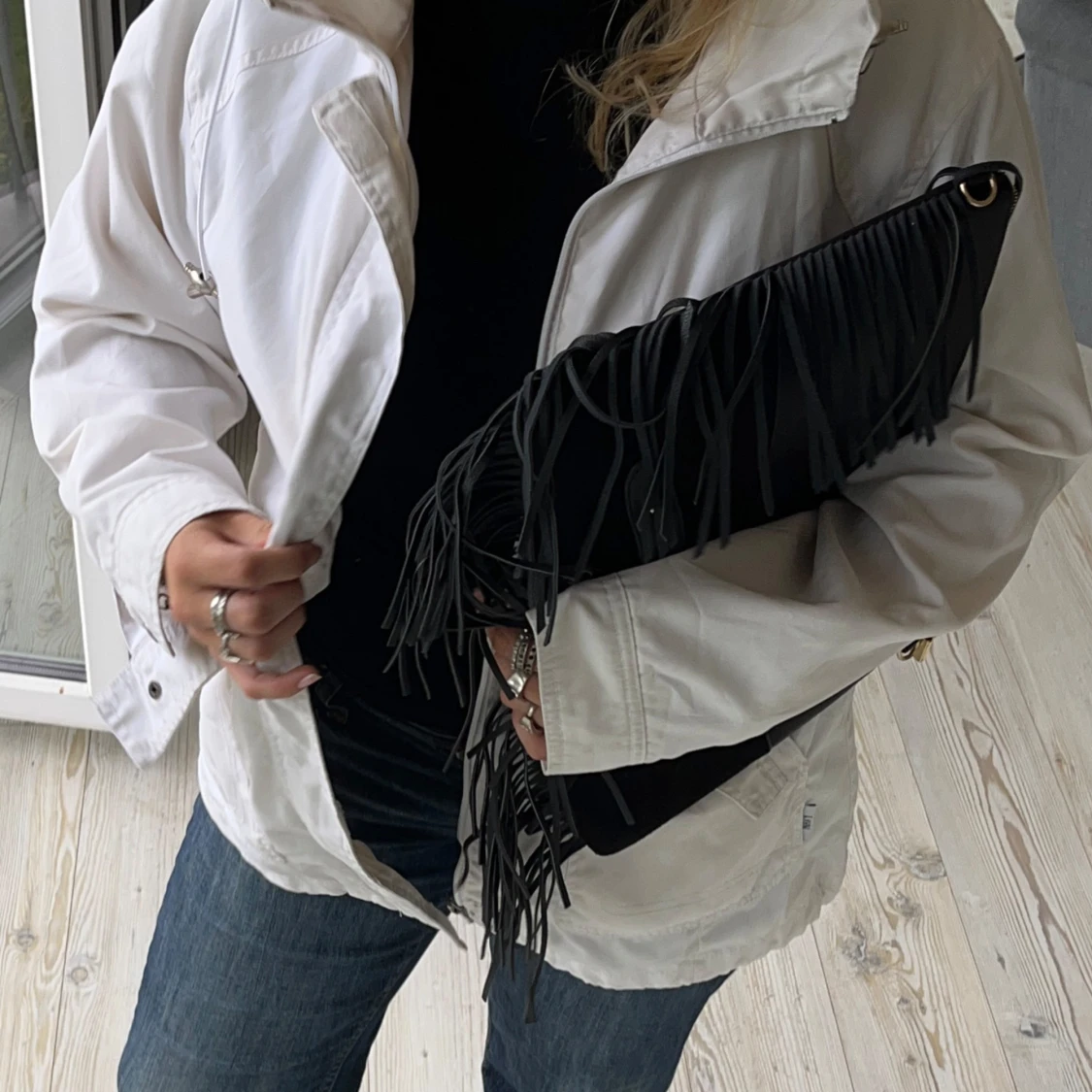 Vit vindjacka med huva - 90