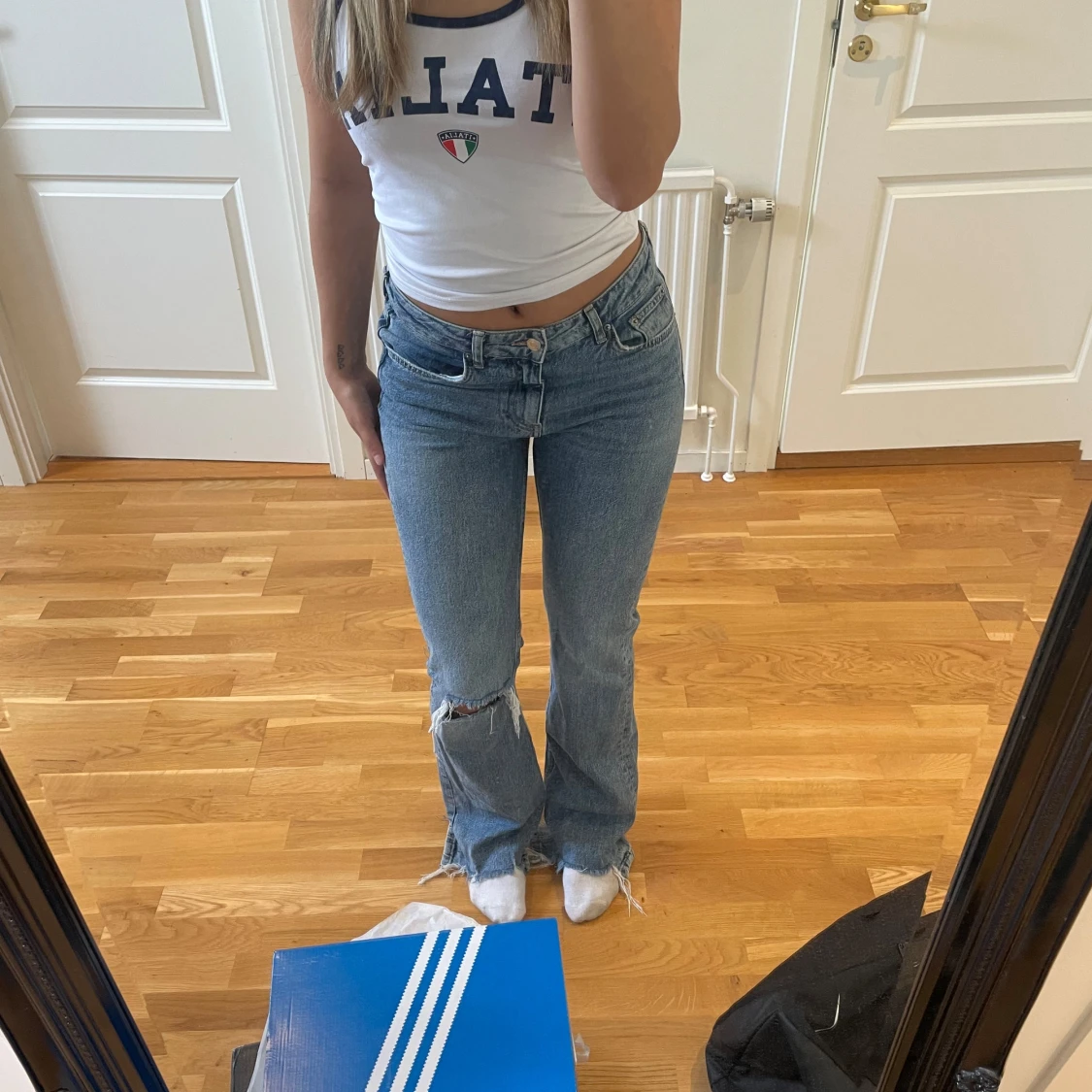 Jeans mörkblåa - 90