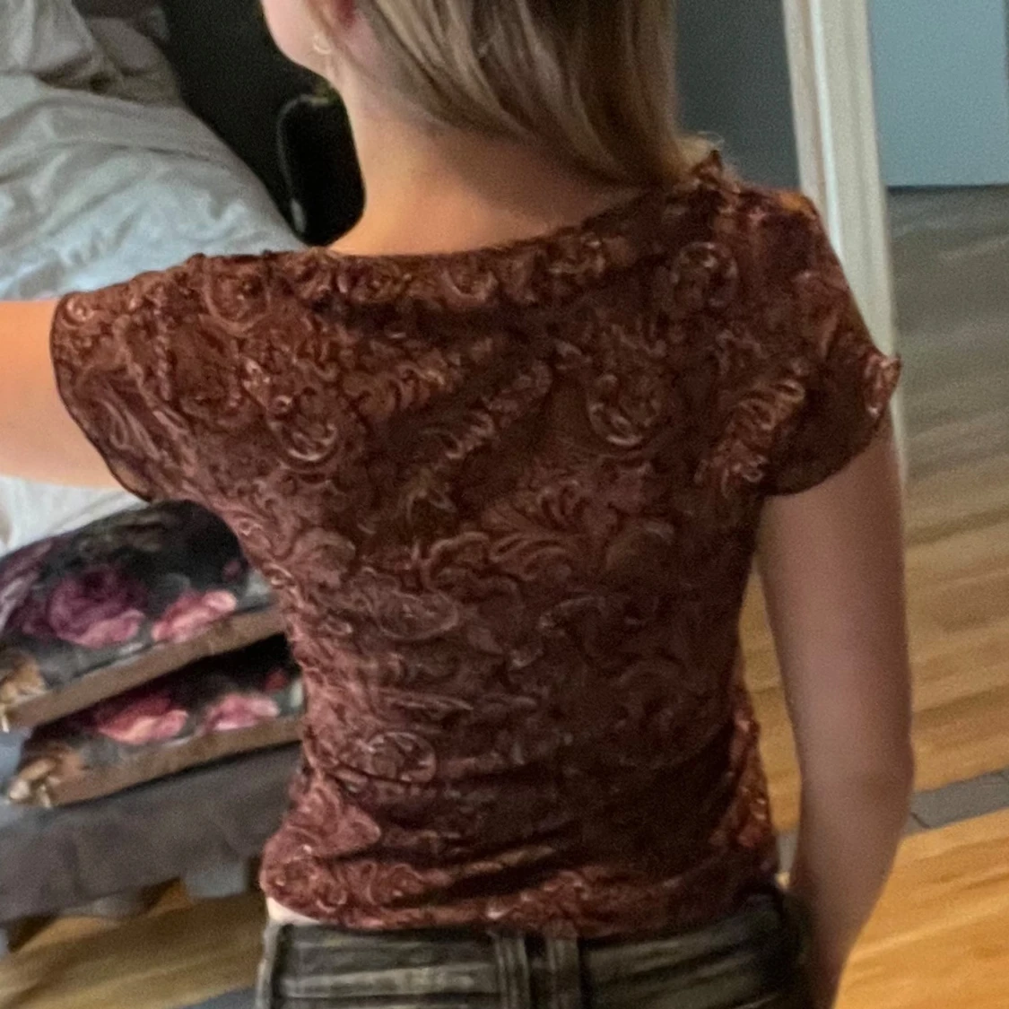 Brun mönstrad topp - 90