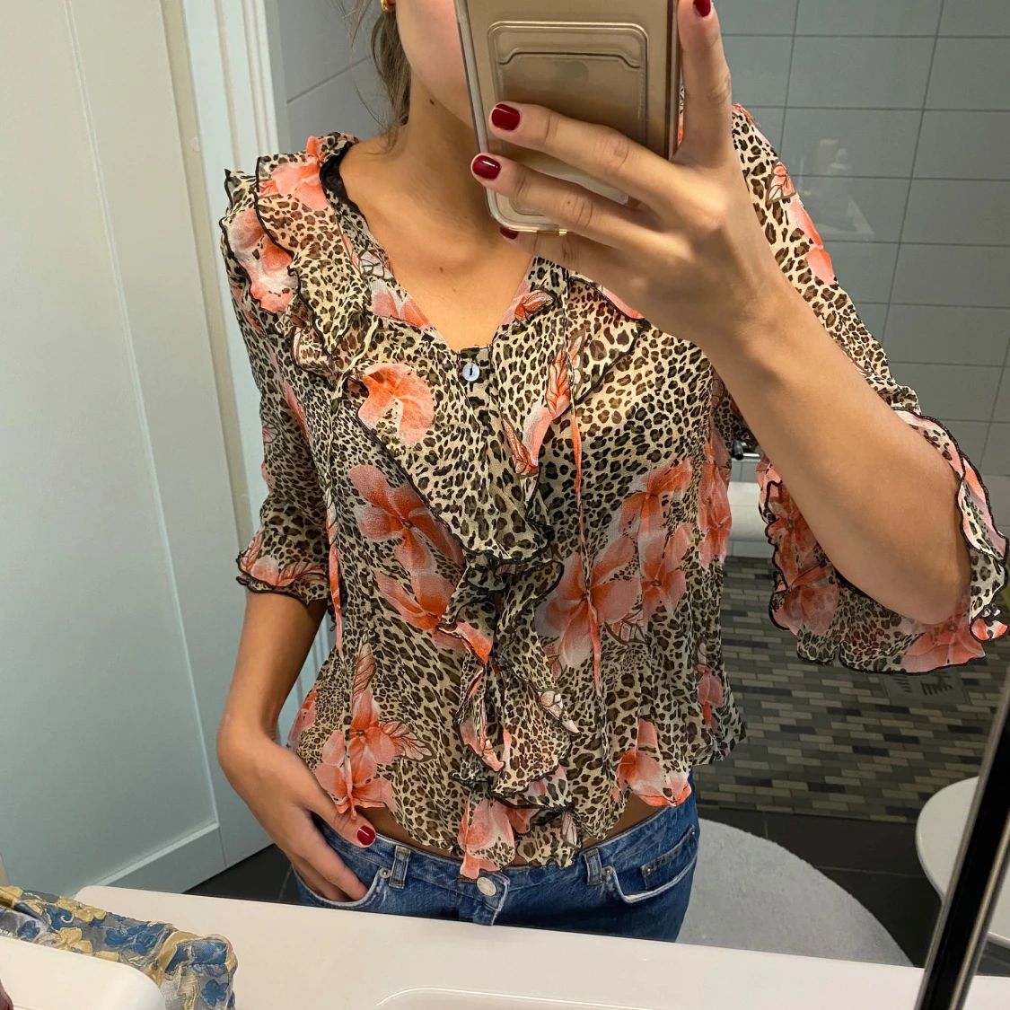 Leopardmönstrad topp - 90