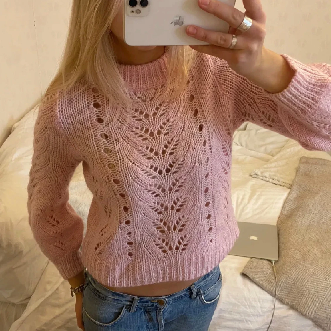 Rosa stickad tröja - 1
