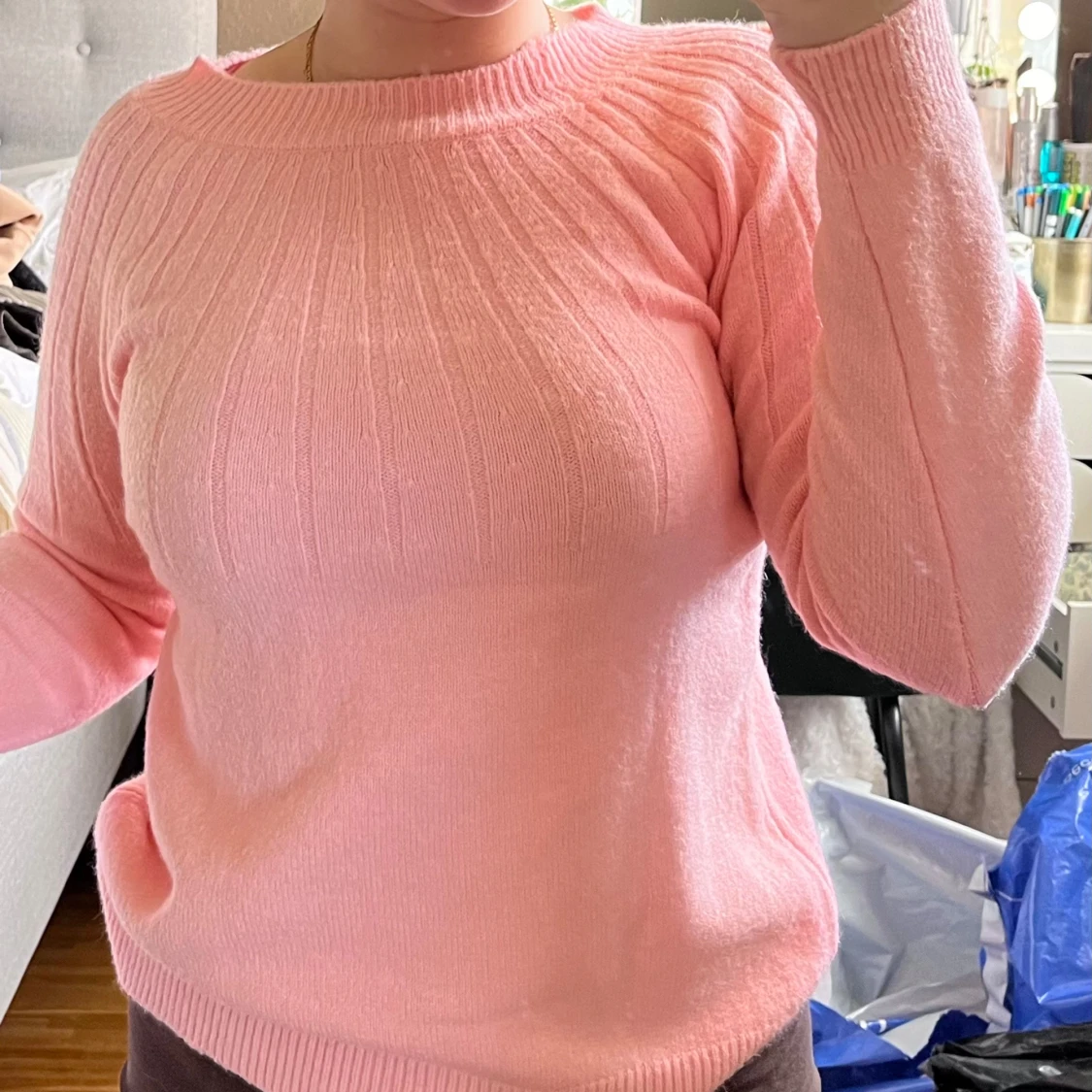 Rosa stickad tröja - 91