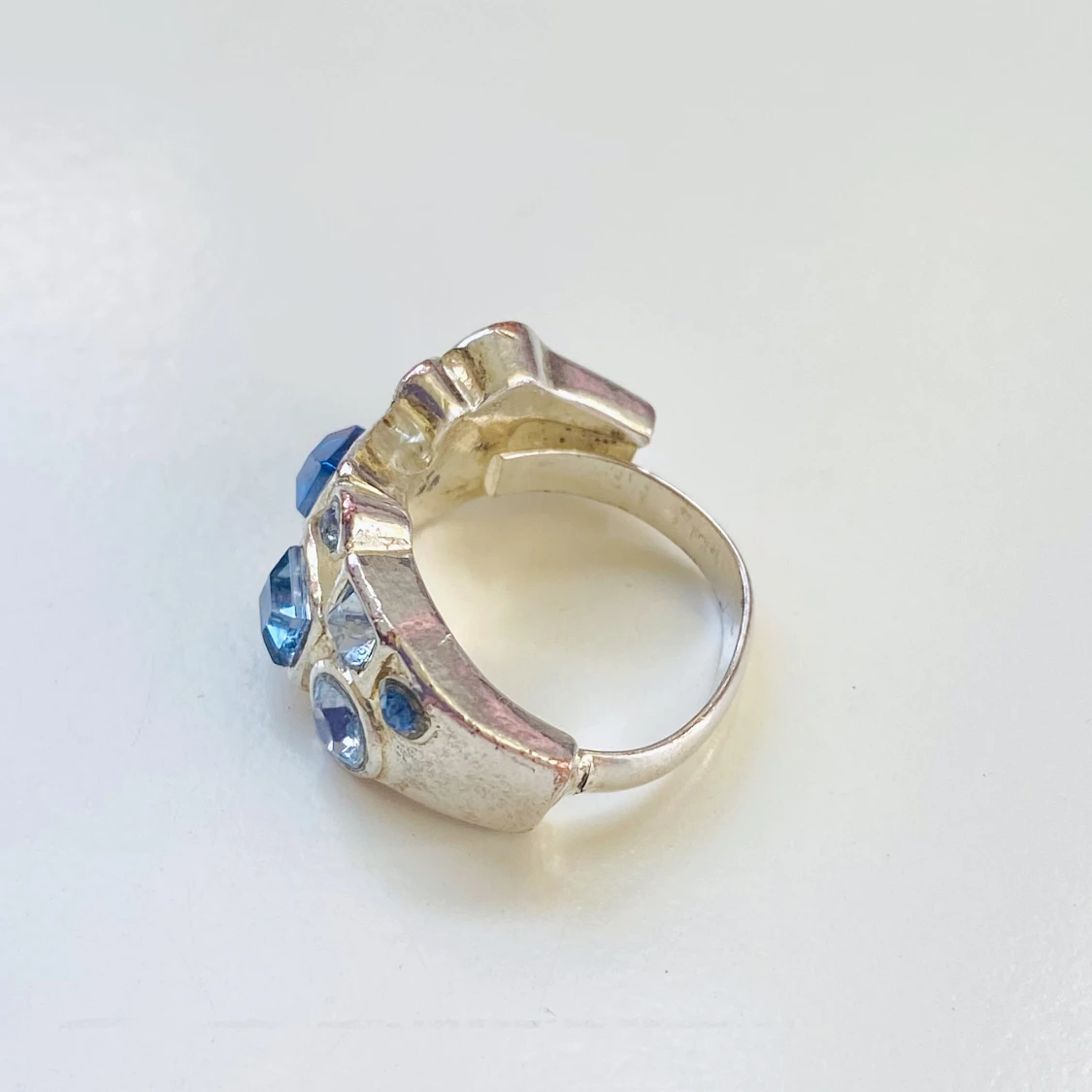 Silverring med blå stenar - 91