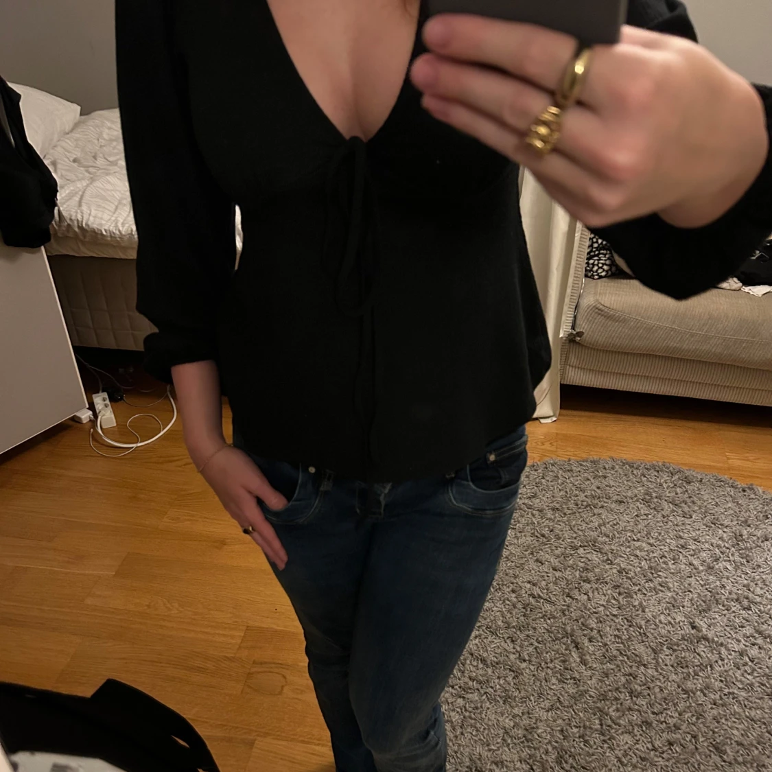 Svart långärmad topp - 90