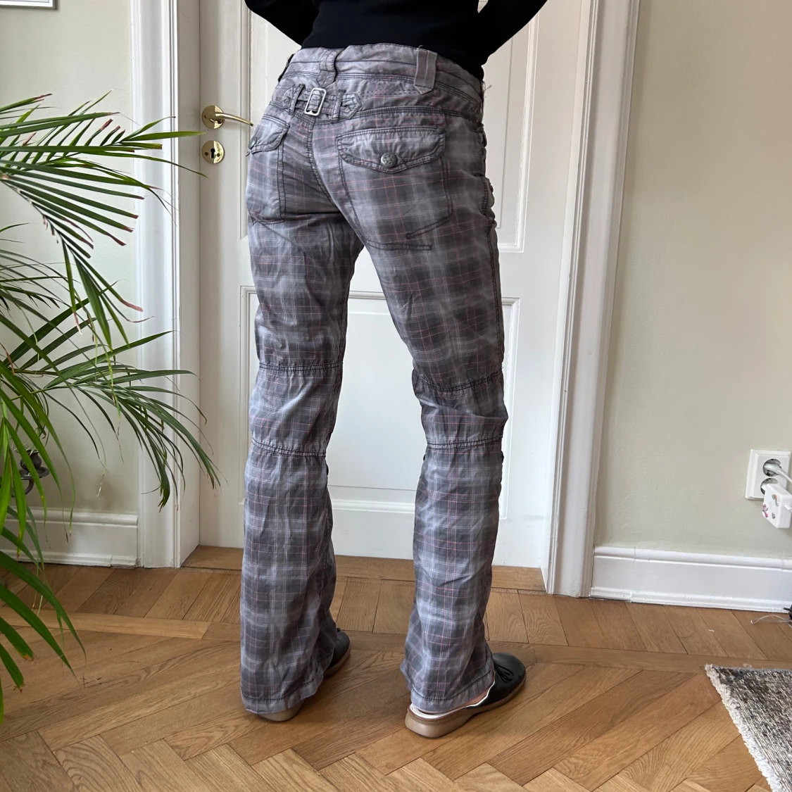 Rutiga cargopants i grå/lila färg - 93