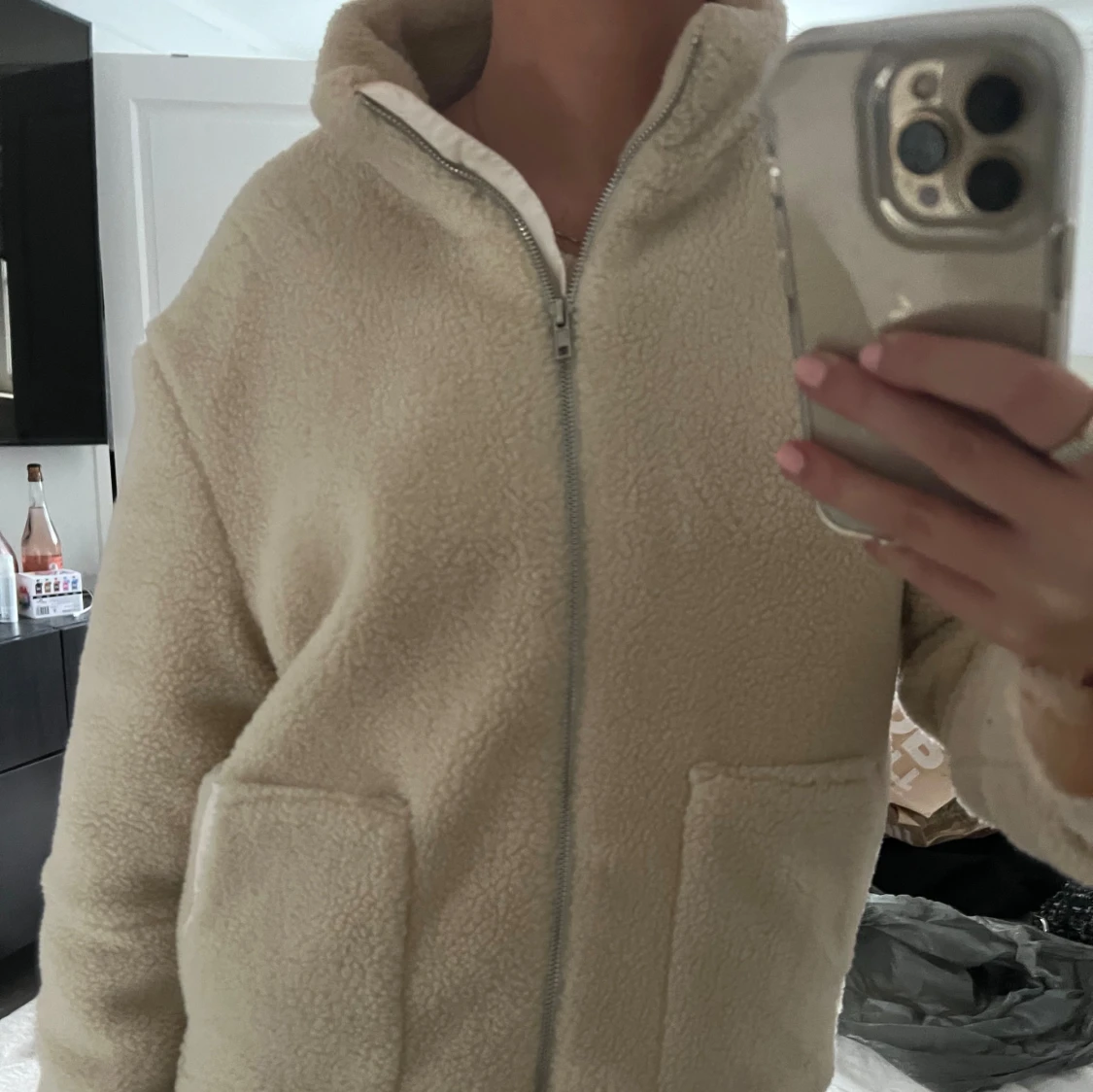Beige teddyjacka - 92
