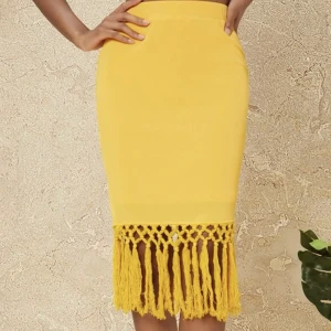 Kjol - Gul kjol med fransar 