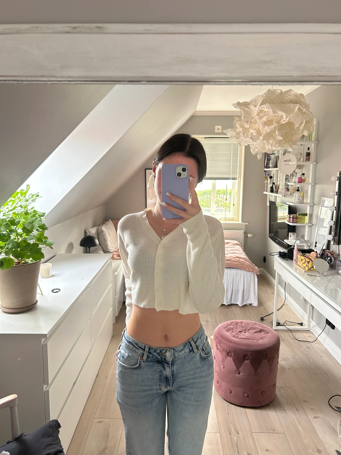 Gräddvit croppad stickad kofta! 🤍🤍🤍 - 90