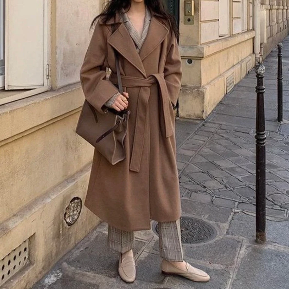 Brun lång kappa - 90