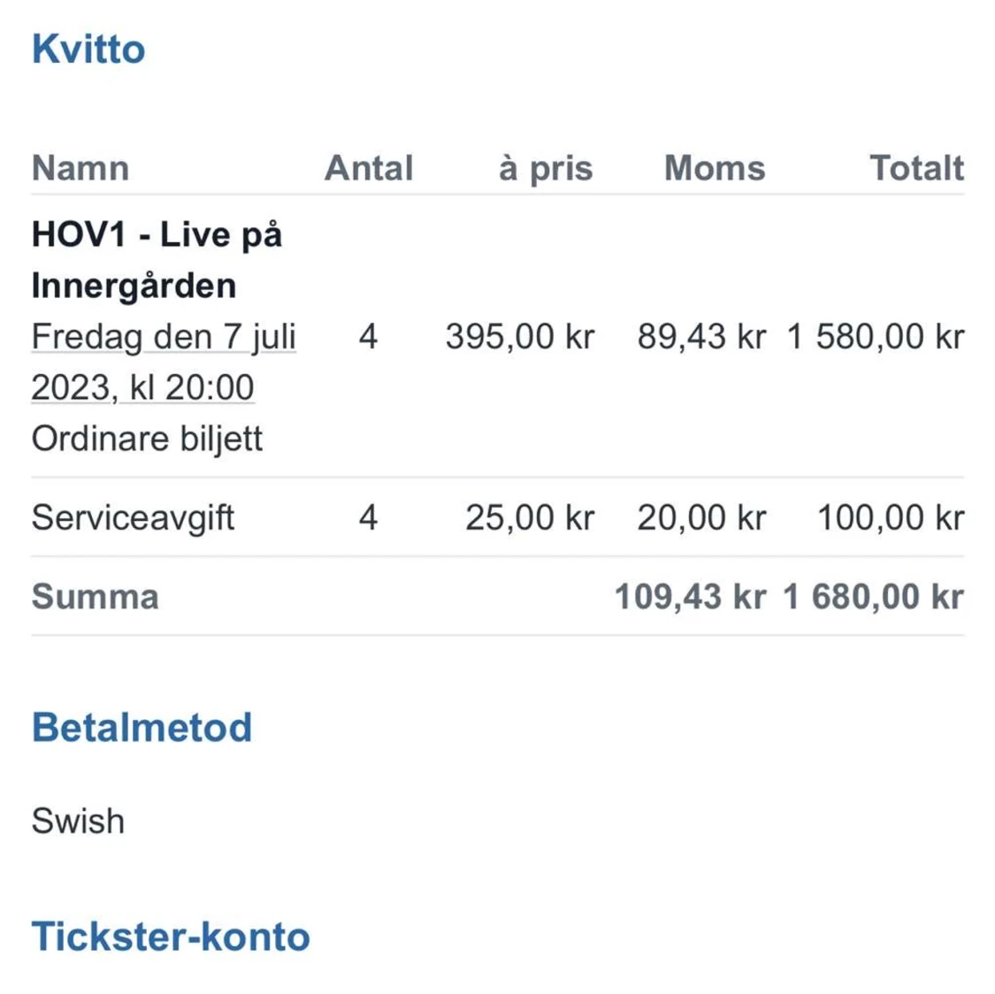 Hov1 biljetter  - 90