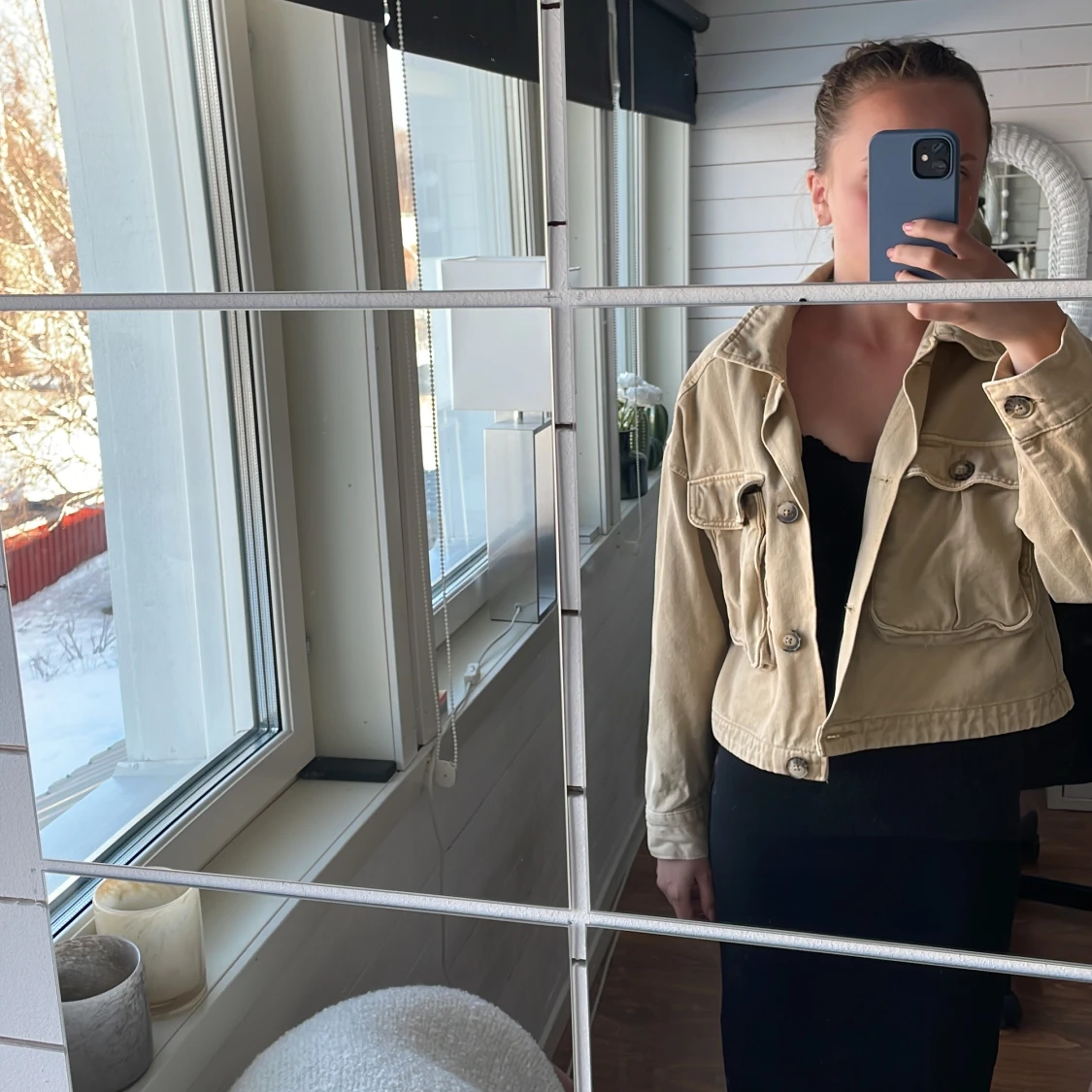 Beige jeansjacka - 90