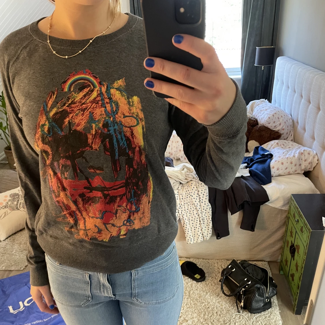 Sweatshirt med tryck - 90