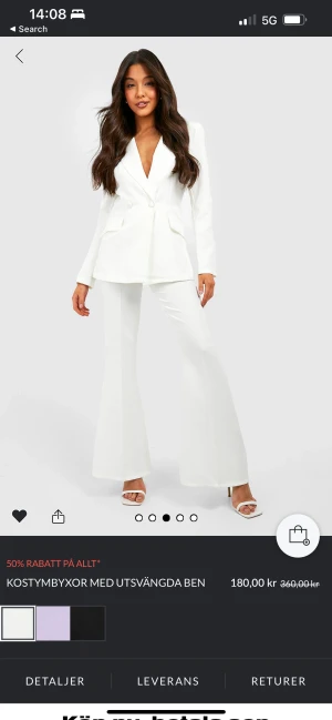 Vita kostymbyxor - Hej! Säljer dessa vita kostymbyxor i storlek 38 helt oanvända. Nyskick. Passar så bra till studenten. Pris 200kr❤️