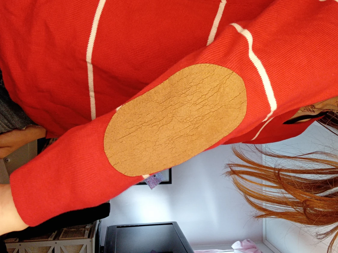 Röd randig tröja med armskydd - 90