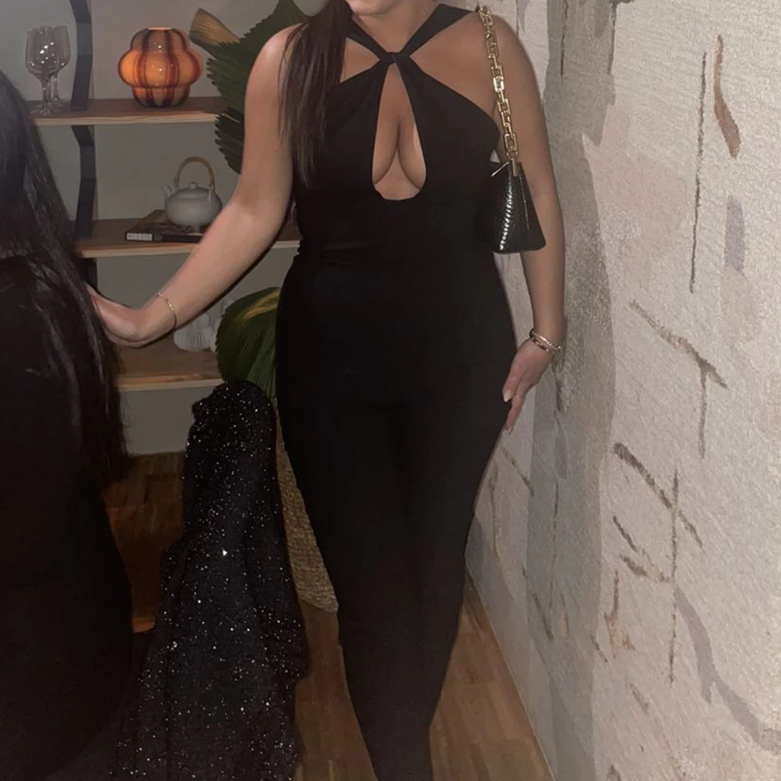 Svart jumpsuit/byxdress i strl 36 - 91