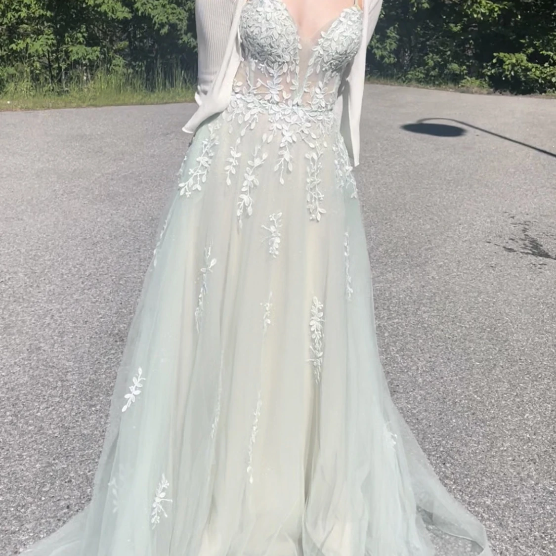 Mintgrön glittrig balklänning  - 4